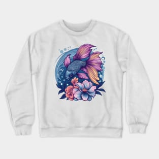 Cute Fish  with Flowers Crewneck Sweatshirt